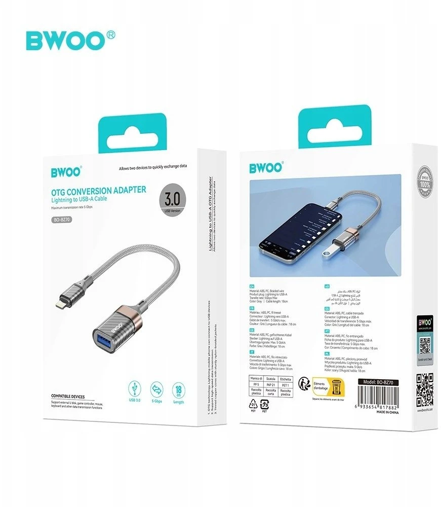 BWOO Adapteris Lightning į USB BZ70