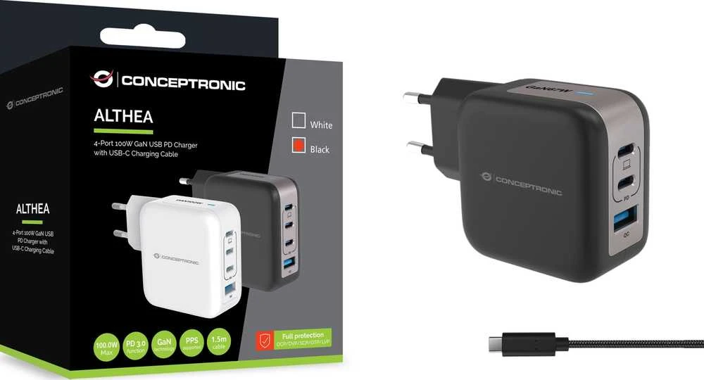 Carruzzo Conceptronic ALTHEA18B mobiliojo įrenginio kroviklis Universalus Juoda AC Spartusis įkrovimas Vidaus