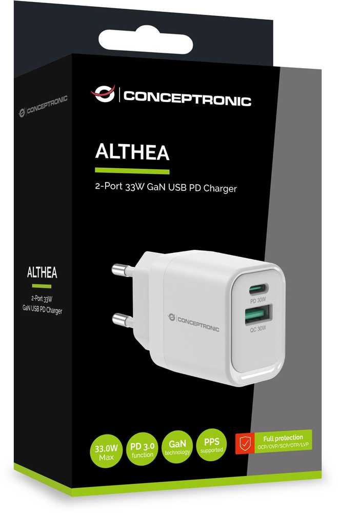 Conceptronic ALTHEA19W33 2 prievadų 33 W GaN USB PD įkroviklis