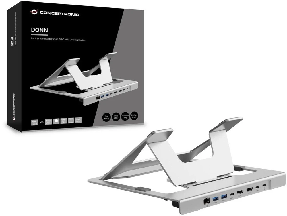Carruzzo Conceptronic DONN35S nešiojamojo kompiuterio stovas Sidabras