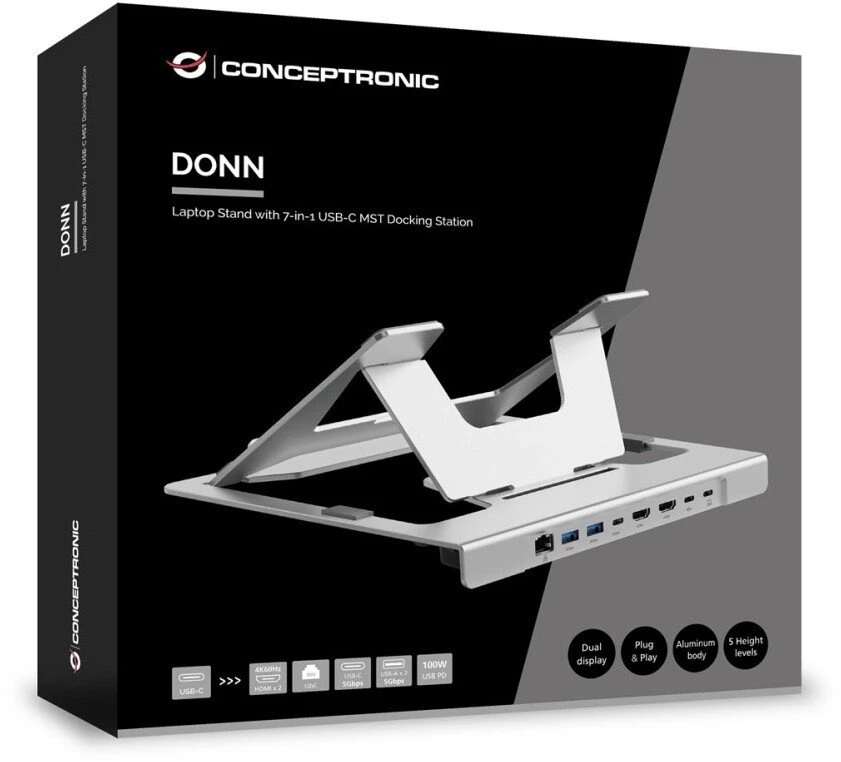 Carruzzo Conceptronic DONN35S nešiojamojo kompiuterio stovas Sidabras