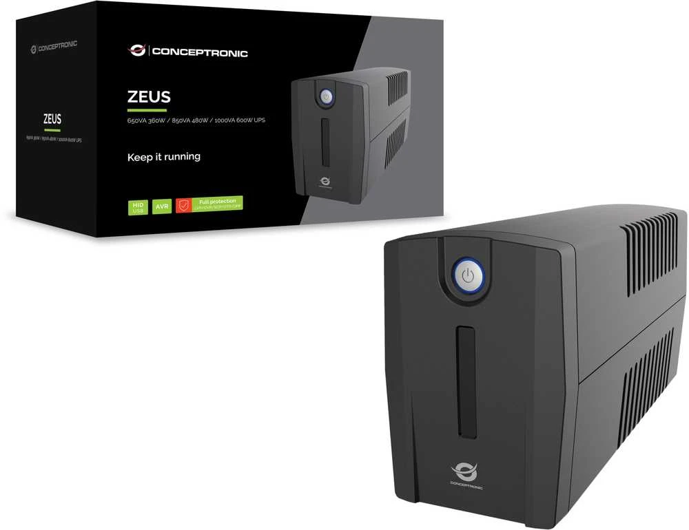 Carruzzo Conceptronic ZEUS02G nepertraukiamo maitinimo resursai (UPS) „Line-Interactive“ 0,85 kVA 480 W 2 AC išvestis(ys / čių)