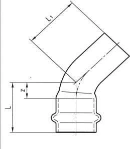 Conex 45 ° mm vienas kilio lankas B serijos Spauskite vario 28 mm (P504002800000)