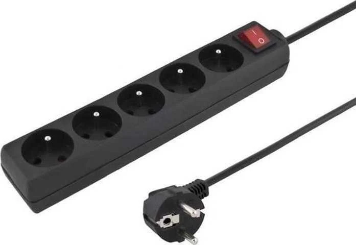 Connect It Konnoc DX-5FS 5m penkių lizdų maitinimo juosta su jungikliu JUODA