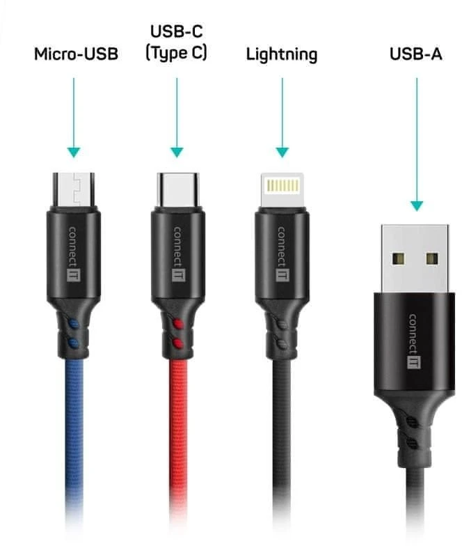 CONNECT IT Magnetic PowerLink 3in1 laidas (USB-C/Lightning/MicroUSB), 2m