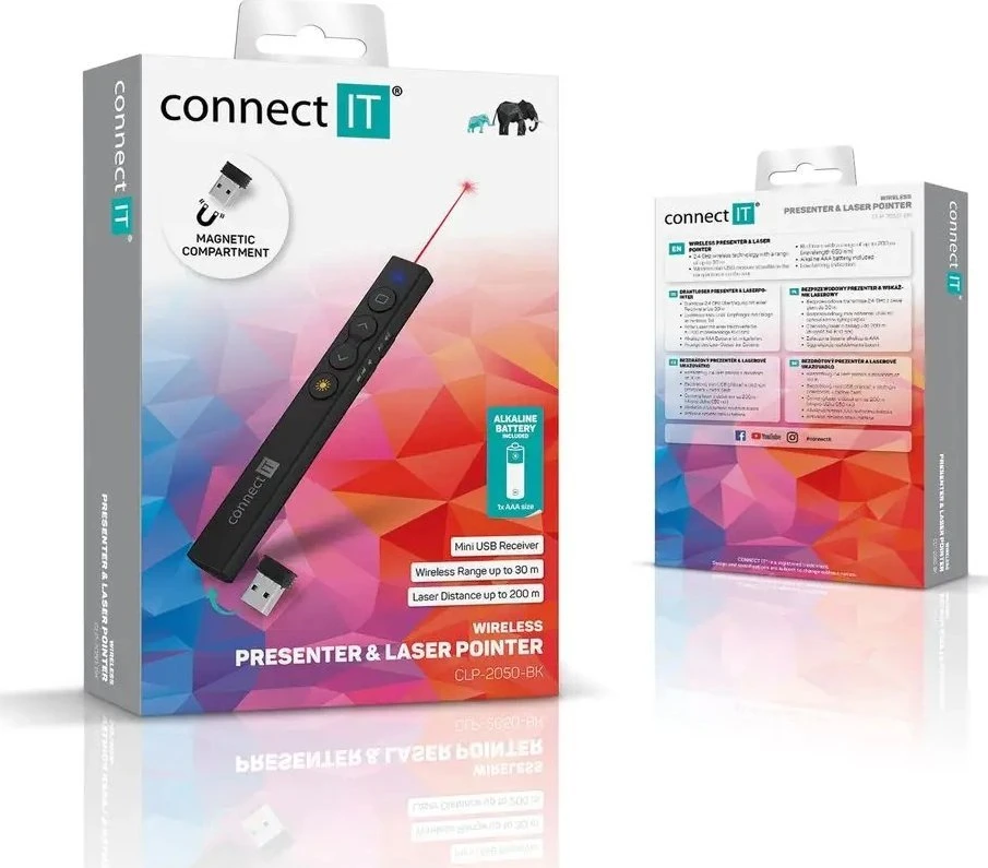 Connect IT lazerinis žymeklis (AAA baterijos), juoda