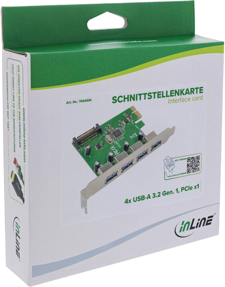 „Controller ST Labs Inline“ sąsajos plokštė – 4x USB A 3.2 Gen 1 – PCIe x1 – Modelis 76666M
