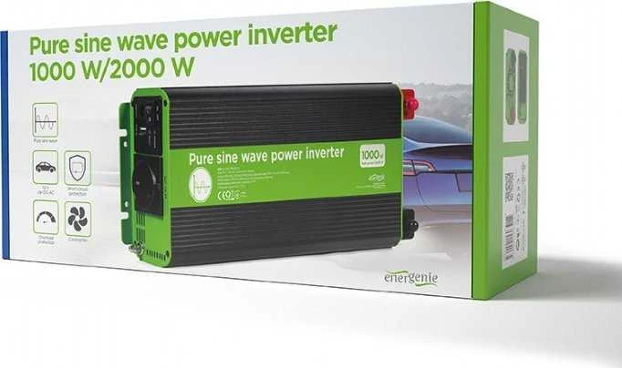 Gembird ENERGENIE 12 V grynos sinusinės bangos automobilio DC-AC maitinimo keitiklis 1000 W