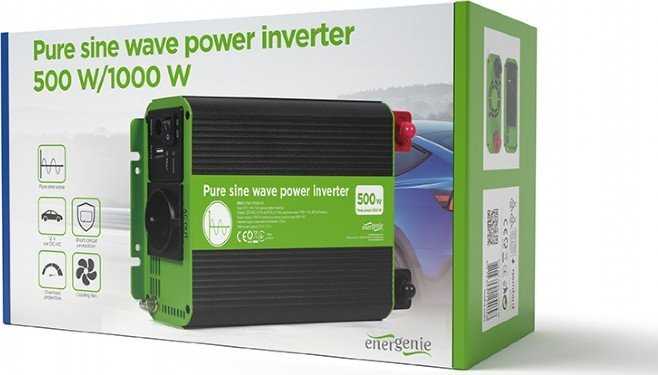 Gembird ENERGENIE 12 V grynos sinusinės bangos automobilio DC-AC maitinimo keitiklis 500 W