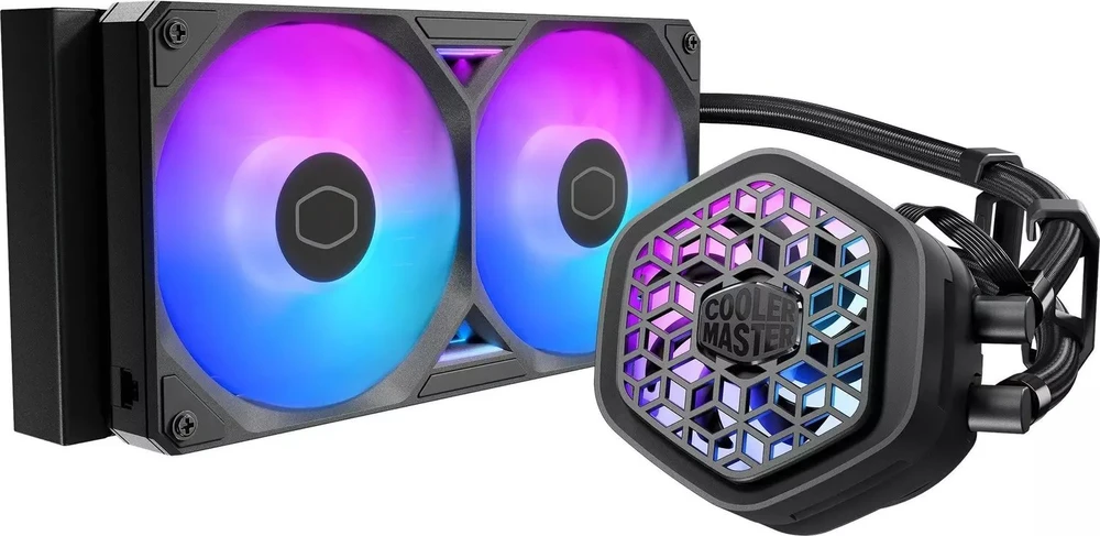 Cooler Master skysčio aušinimo sistema su RGB ventiliatoriais
