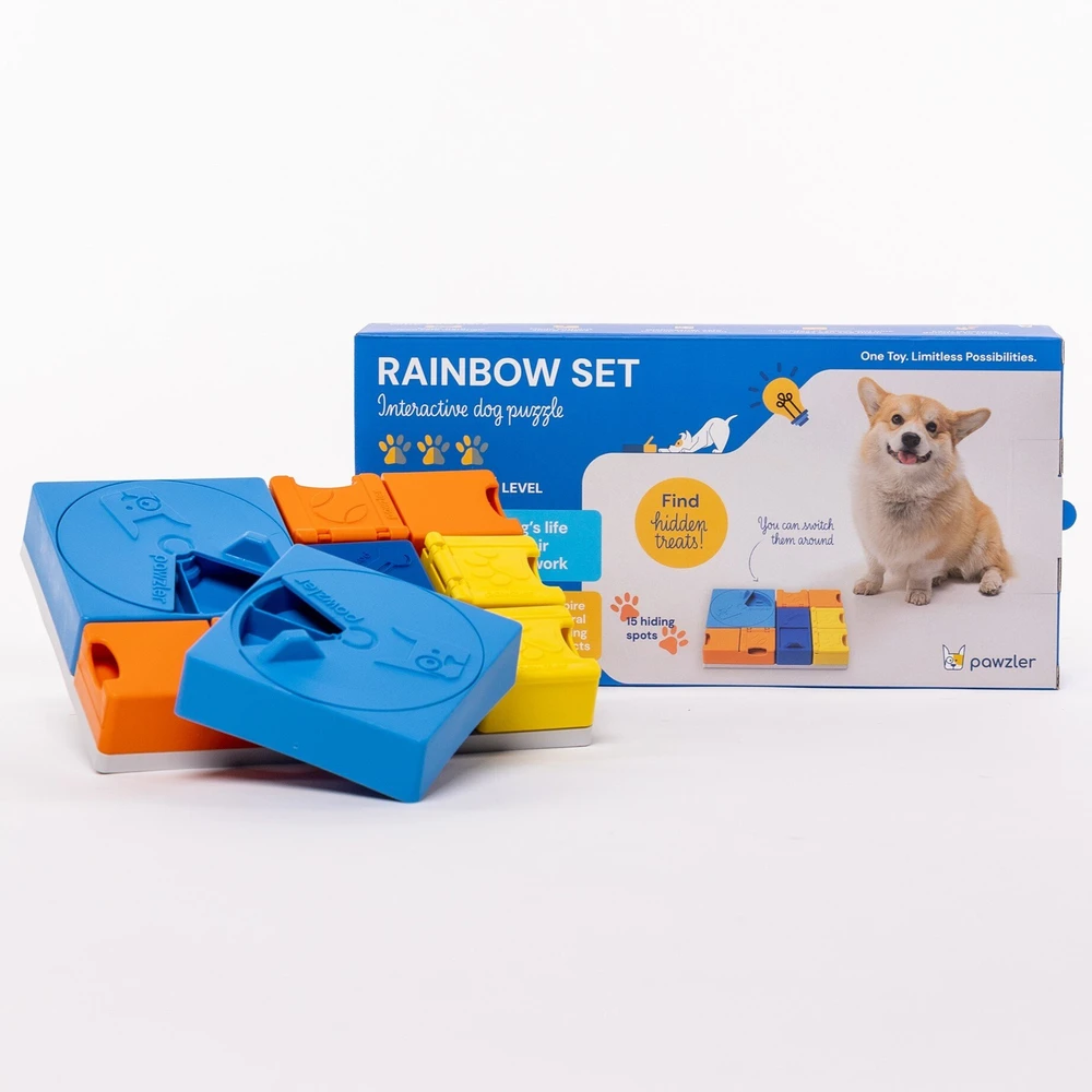 Cooper & Pals Pawzler Rainbow - komplektas modułowych zabawek šuniui wspierających rozwój - poziomy 1-3