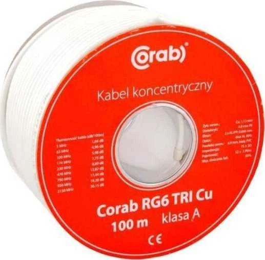 RBC bendraašis kabelis RG6 TRI Cu CORAB (100 m ritė) A klasė