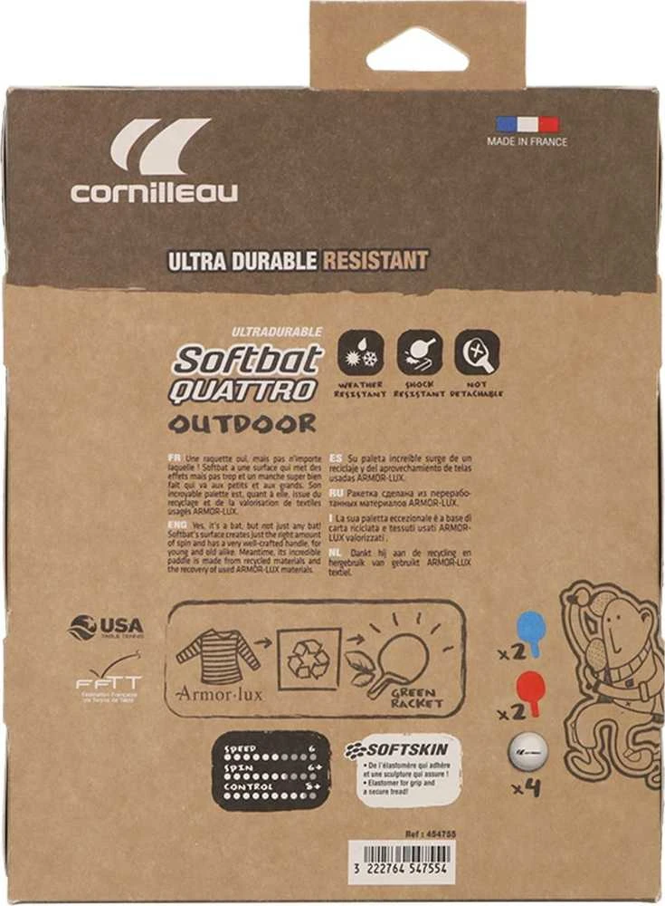 Stalo teniso rakečių rinkinys Cornilleau SoftBat Quattro (4 raketės + 4 kamuoliukai)