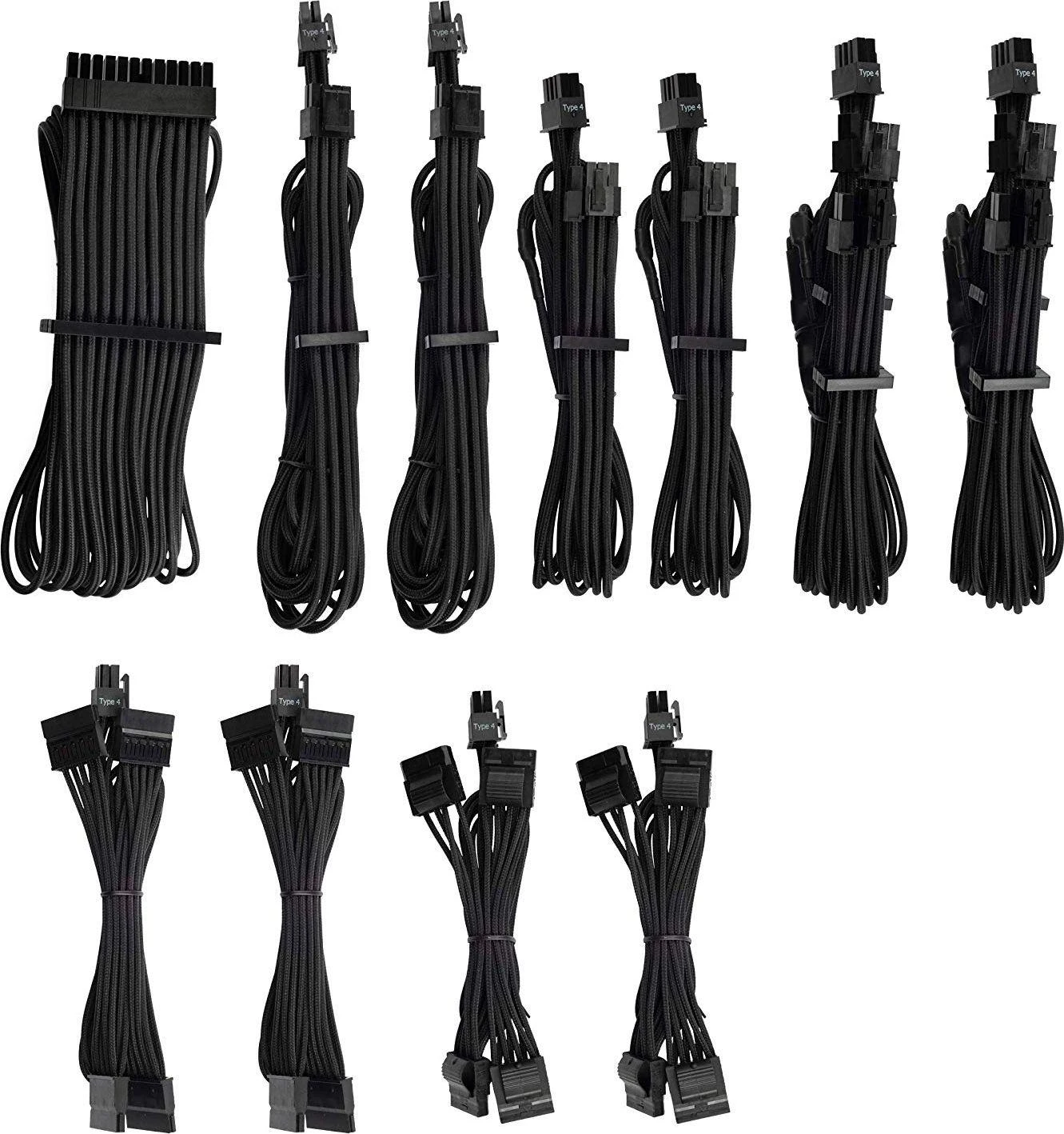 Corsair Premium Pro Sleeved Cable Set (Gen 4) – juodas