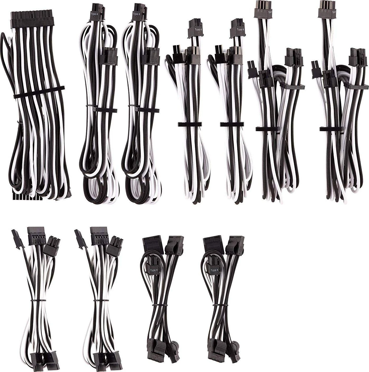 Corsair Premium Pro Sleeved Cable Set (Gen 4) – baltas/juodas