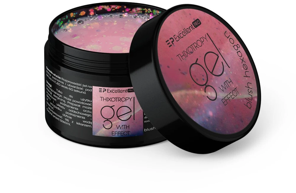 Cosmetics Zone Excellent Pro Tiksotropinis gelis su skaistalų efektu, šešiakampis, 15 g