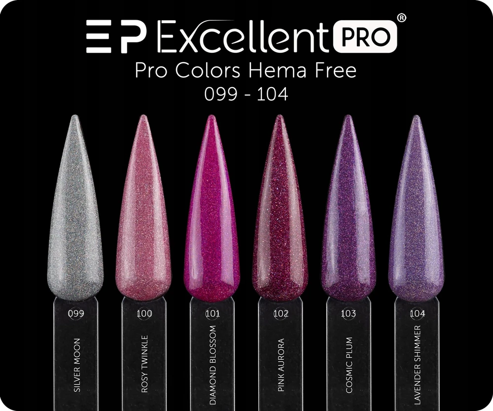Cosmetics Zone Excellent Pro Pro Colors Hema Free Hybrid nagų lakas 104 Lavender Shimmer 7g