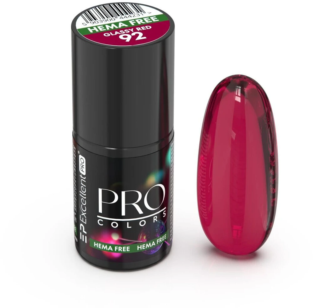 Cosmetics Zone Excellent Pro Pro Colors Hema Free hibridinis nagų lakas 92 Glassy Raudona 7g