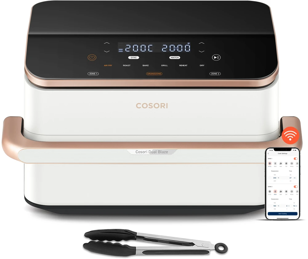 Gruzdintuvė Cosori CAF-TF101S-WEUR Dual Blaze TwinFry Wi-Fi 10 l balta