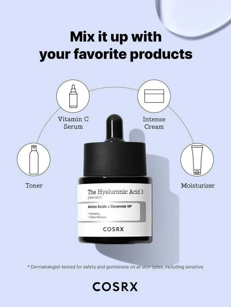 COSRX The Hyaluronic Acid 3 Serum Intensyviai drėkinantis serumas su 3% hialurono rūgštimi, 20 ml