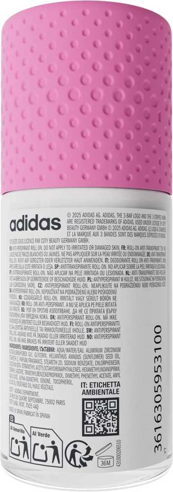 Adidas Invisible Control informacija ant pakuotės galinės dalies