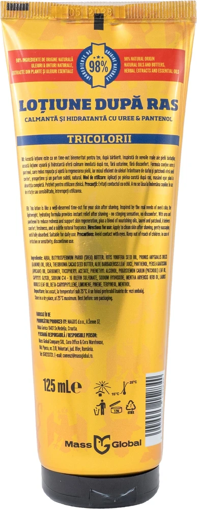 Tricolorii Urea Silky Finish losjonas po skutimosi, 125 ml