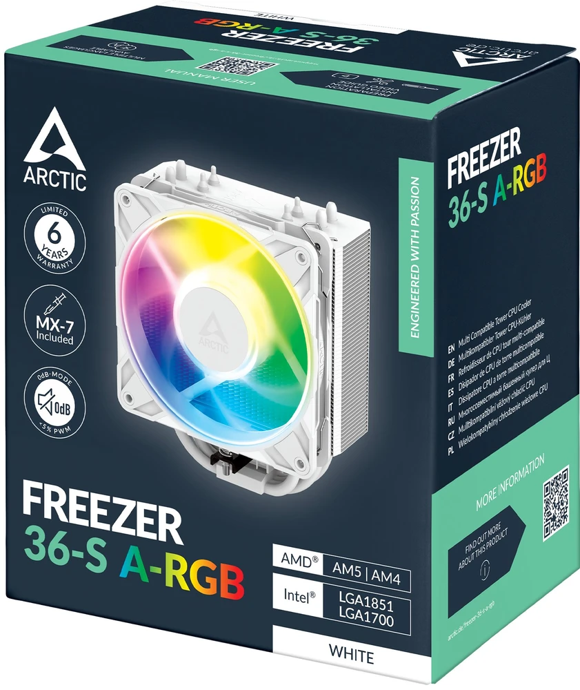 „Arctic Cooler 36-S A-RGB“ procesoriaus aušintuvas, baltas