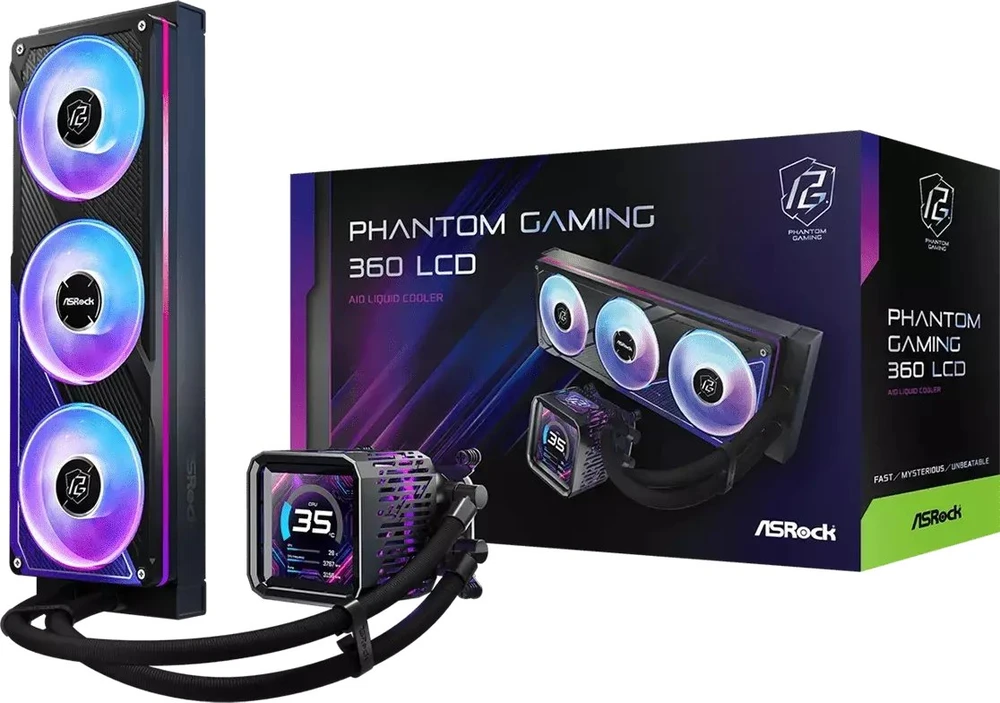 ASRock Phantom Gaming aušintuvas su LCD ekranu ir RGB ventiliatoriais
