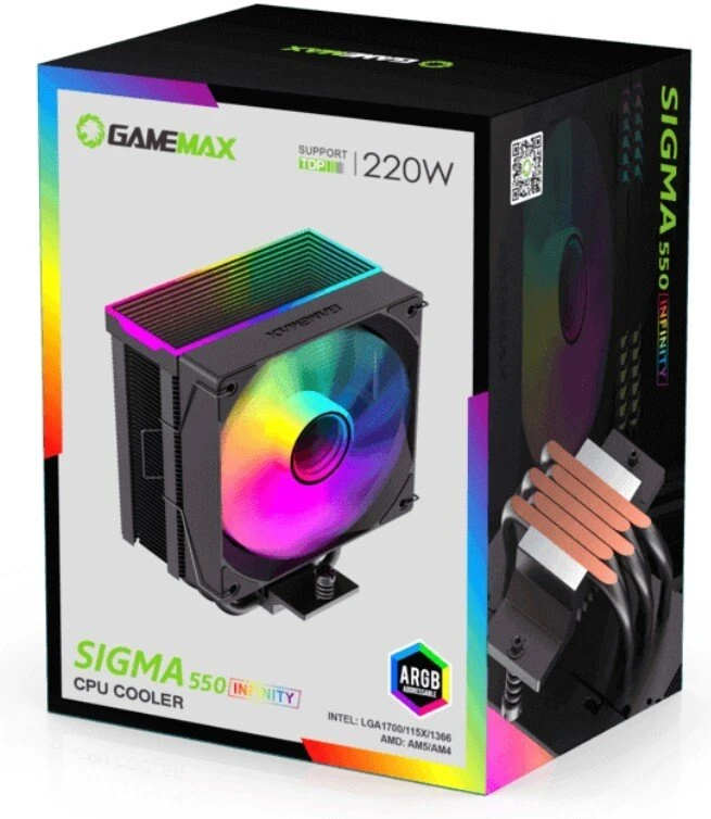 Gamemax CPU Air Cooler | SIGMA 550 INFINITY BK | Juodas
