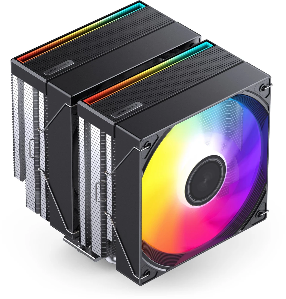 Jonsbo CB80 procesoriaus aušintuvas, dvigubo bokšto, 2 x 120 mm, PWM, RGB – juodas