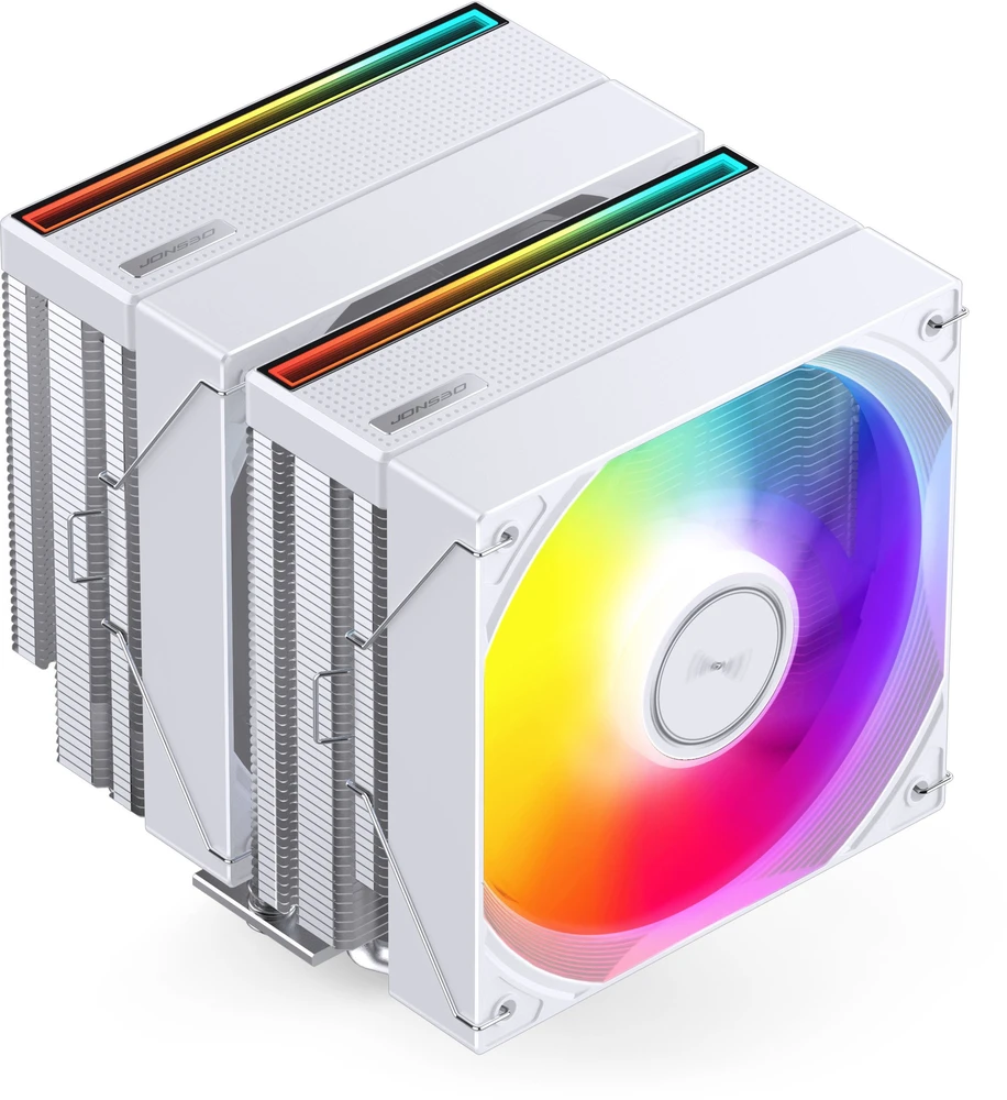 Jonsbo CB80 procesoriaus aušintuvas, dvigubo bokšto, 2 x 120 mm, PWM, RGB – baltas