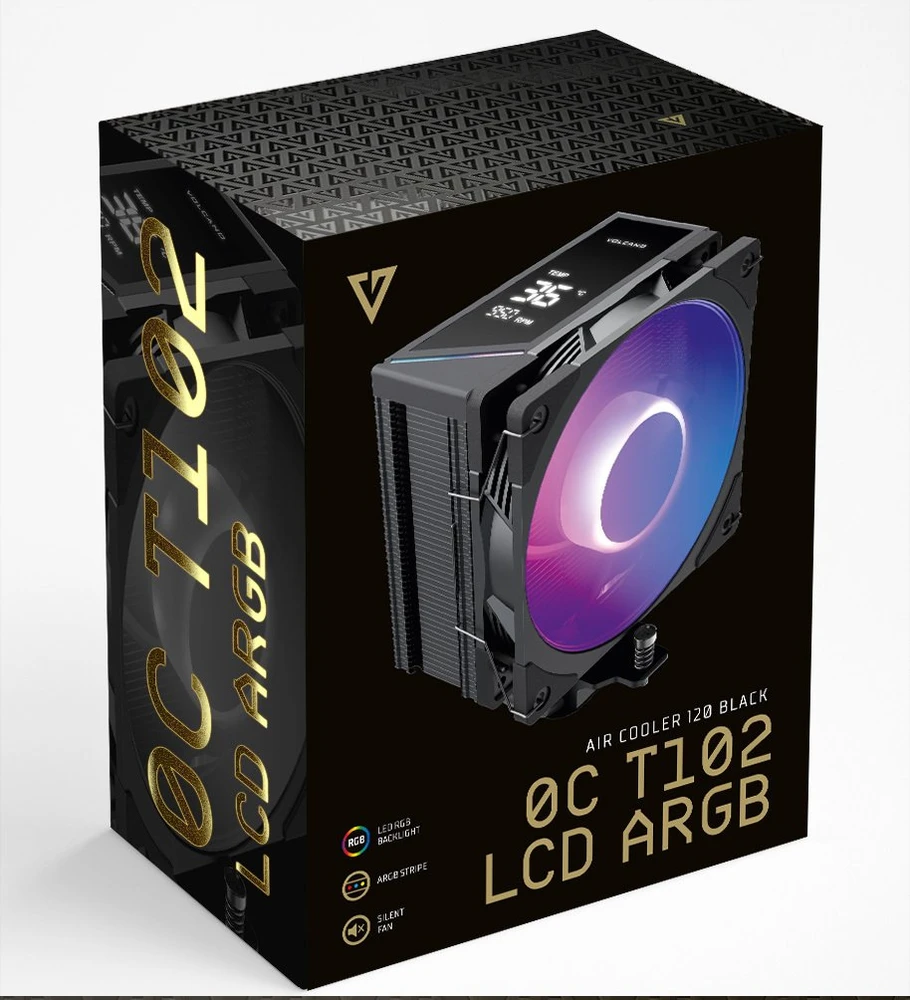 MODECOM Volcano 0C T102 LCD ARGB Processor Oro vėsintuvas 12 cm Juodas