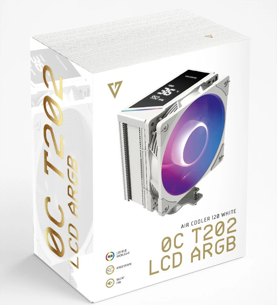MODECOM Volcano 0C T202 LCD ARGB Processor Oro vėsintuvas 12 cm Baltas