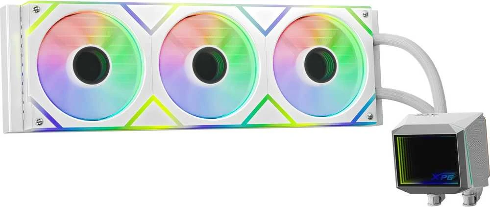 XPG LEVANTE II 360 baltas aušintuvas su RGB ventiliatoriais