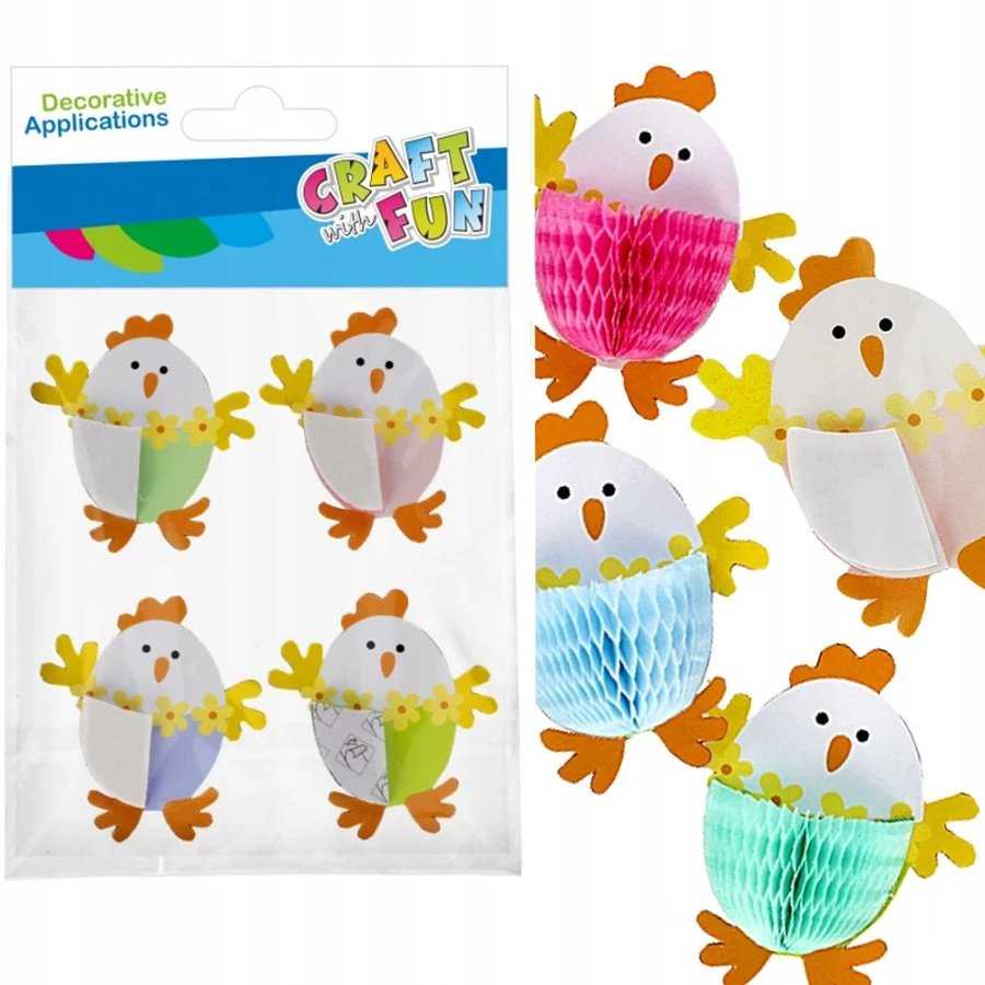 Craft With Fun Dekoratyvinės Velykų vištukų lipnios detalės, 4 vnt.
