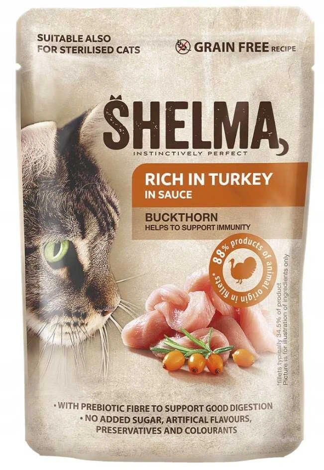 SHELMA with kalakutiena, duck, vištiena and jautiena in sauce – šlapias kačių maistas – 12x85g