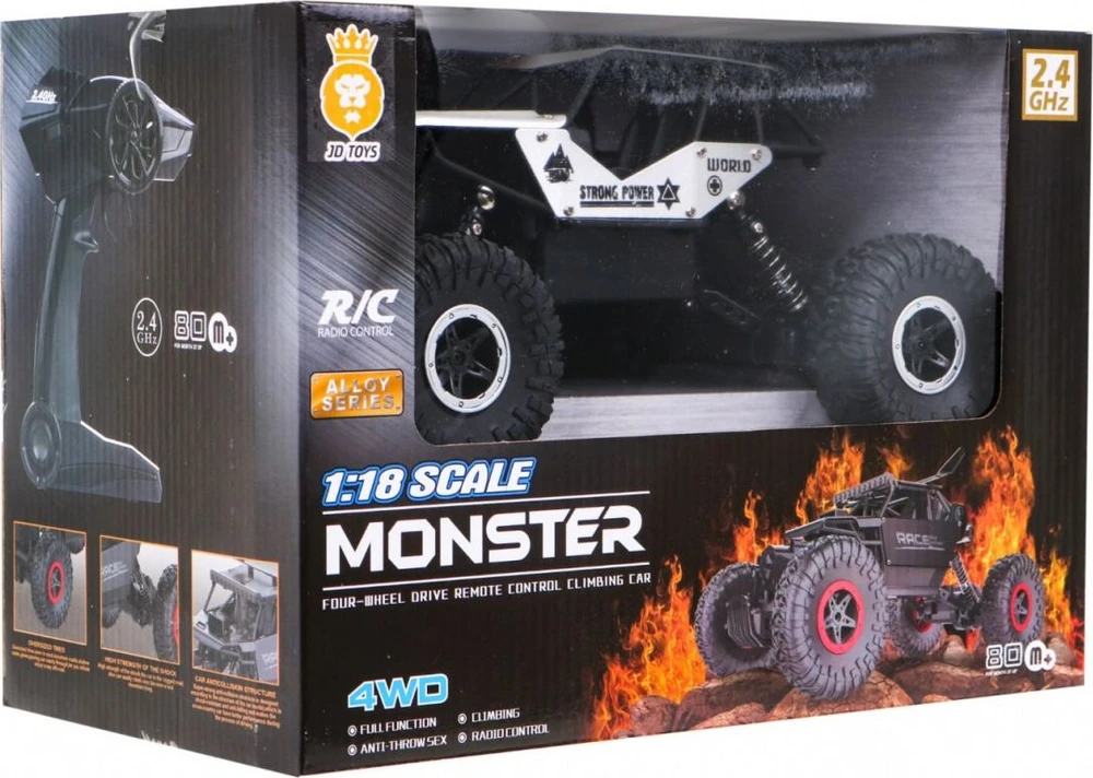 Ramiz Valdomas R/C Monster visureigis 1:18 sidabrinis