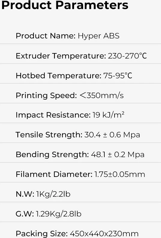 Creality Hyper ABS - 1.75mm - 1kg - Juodas