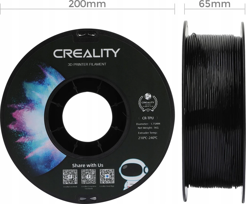 Creality CR-TPU - 1.75mm - 1kg - Juodas
