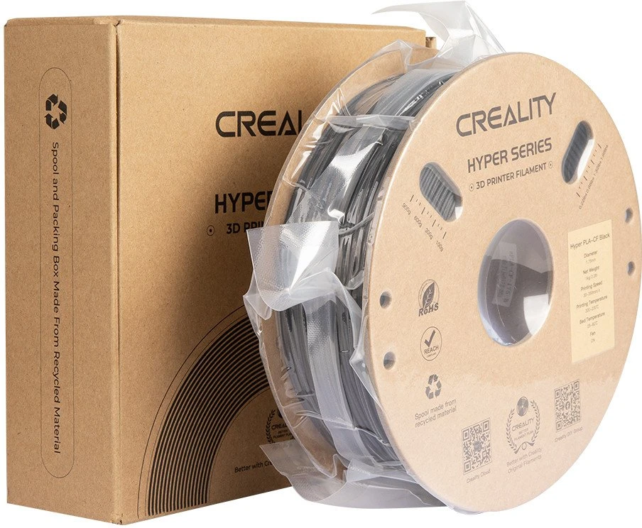 Juodas Hyper PLA-CF siūlas su pakuote