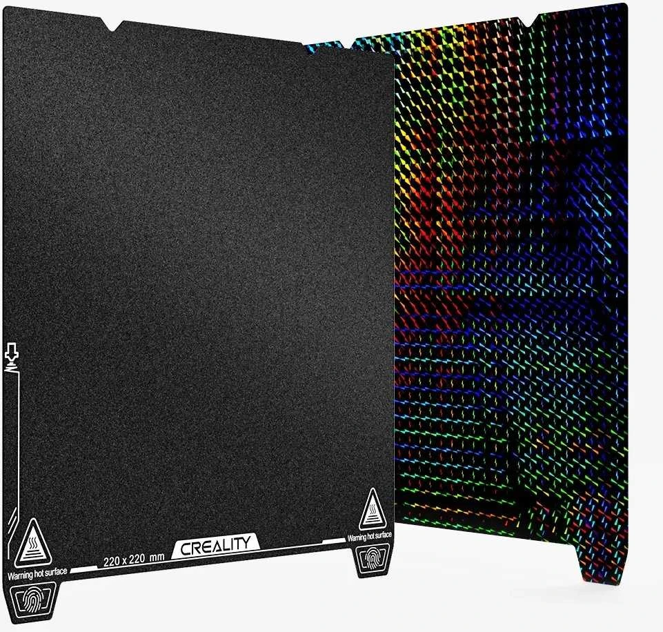 3D spausdinimo paviršius dvipusis PEI grubus + PET "phantom" 235x235 su įkirptėmis CREALITY