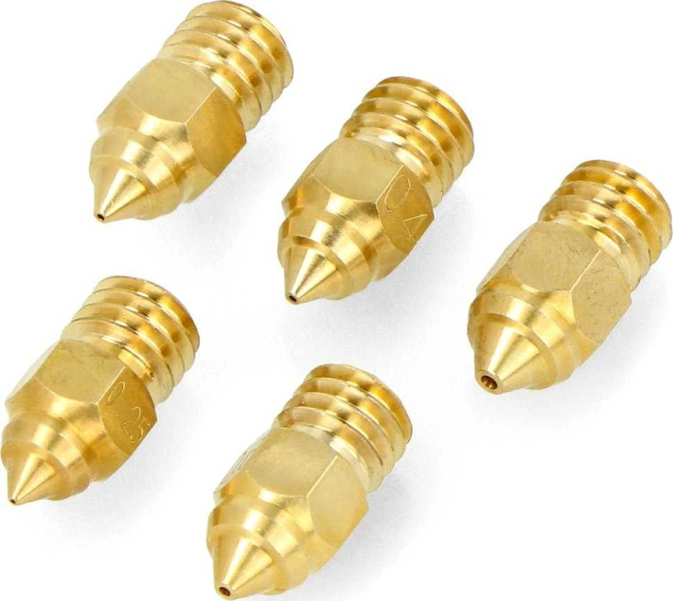 Creality MK-ST žalvarinis antgalis 0.25mm/0.4mm/0.6mm/0.8mm - plastikas 1.75mm - žalvaris - 5 vnt