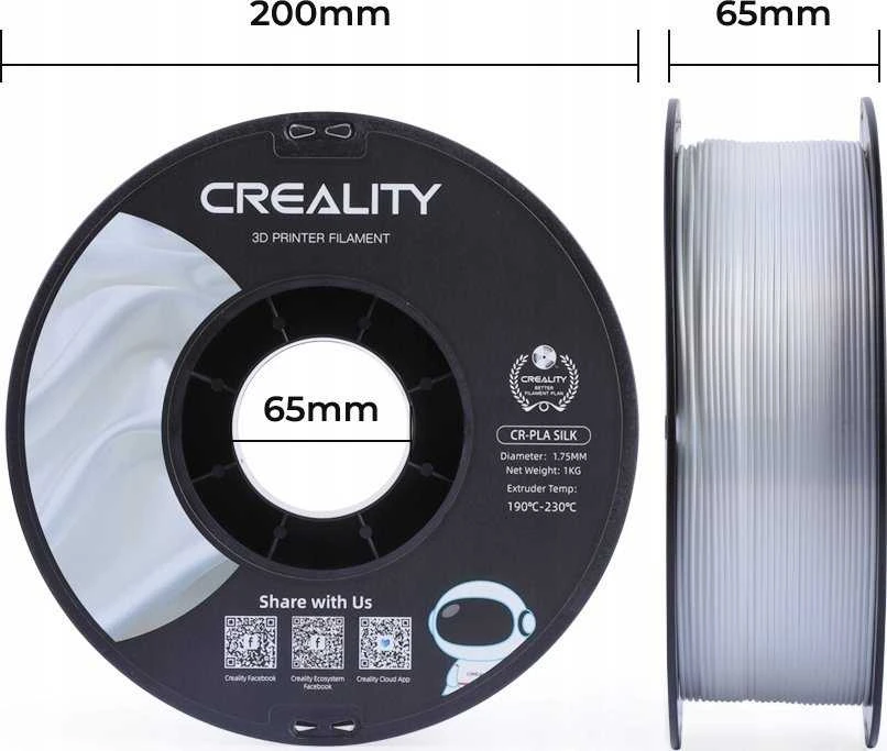 Creality CR-PLA Silk - 1,75mm - 1kg - Baltas