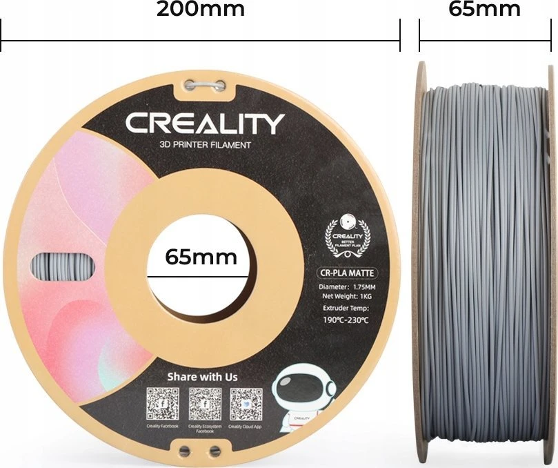 Creality CR-PLA siūlas 1.75 mm 1kg - pilkas