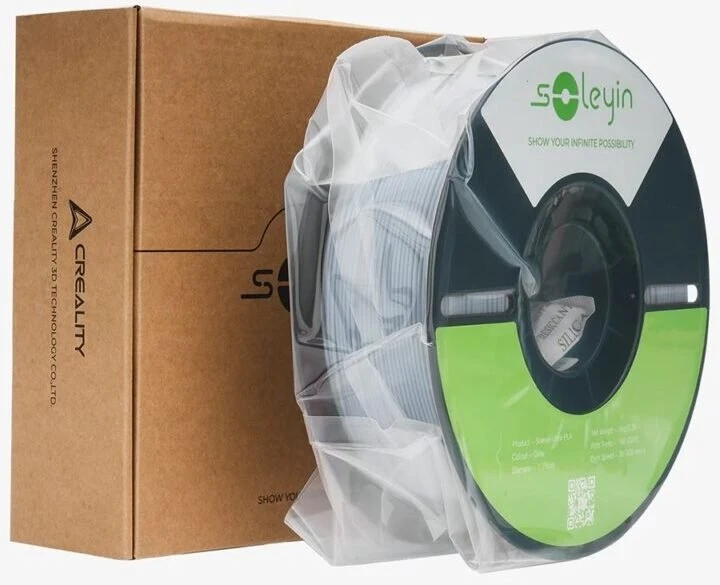 Soleyin PLA pilkas 1kg 3D siūlas pakuotėje