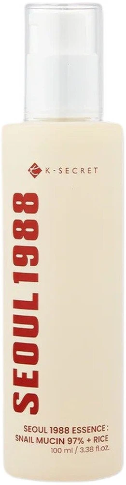 K-Secret Seoul 1988 Essence Snail Mucin 97% + Rice veido esencija, 100 ml