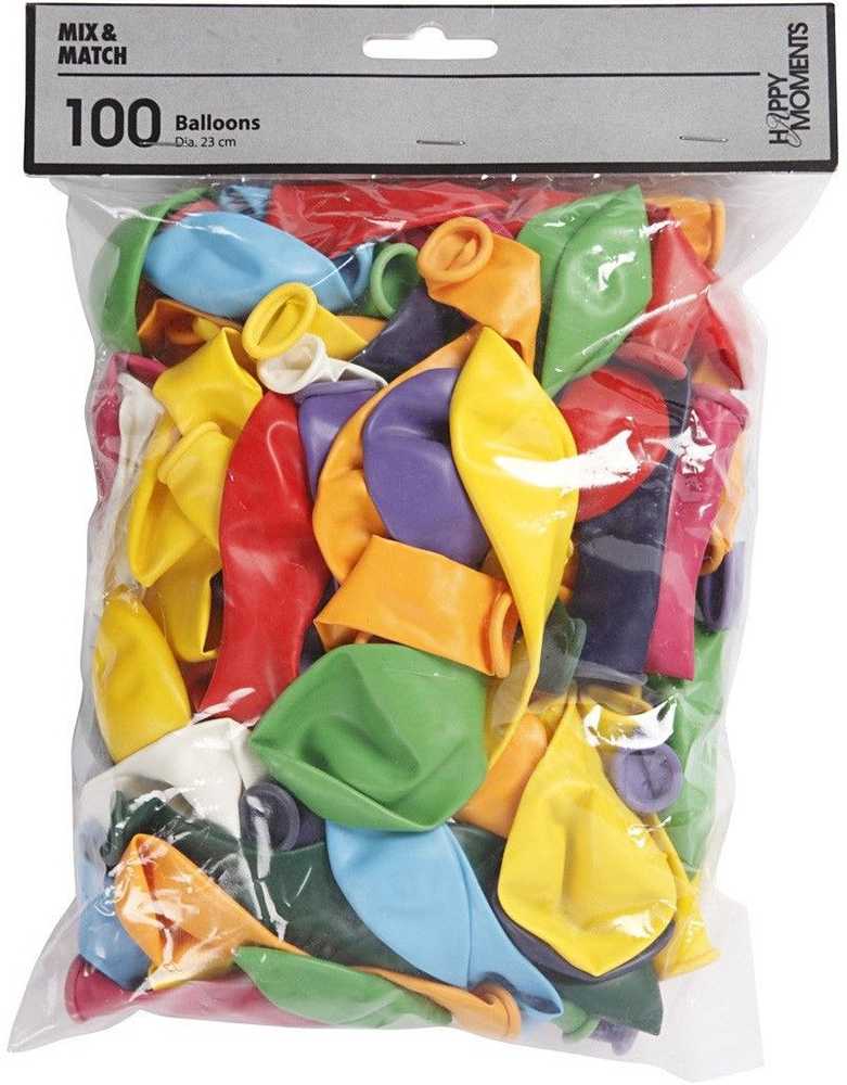 Creativ Company Balloner, runde, pakke a 100 assorterede farver