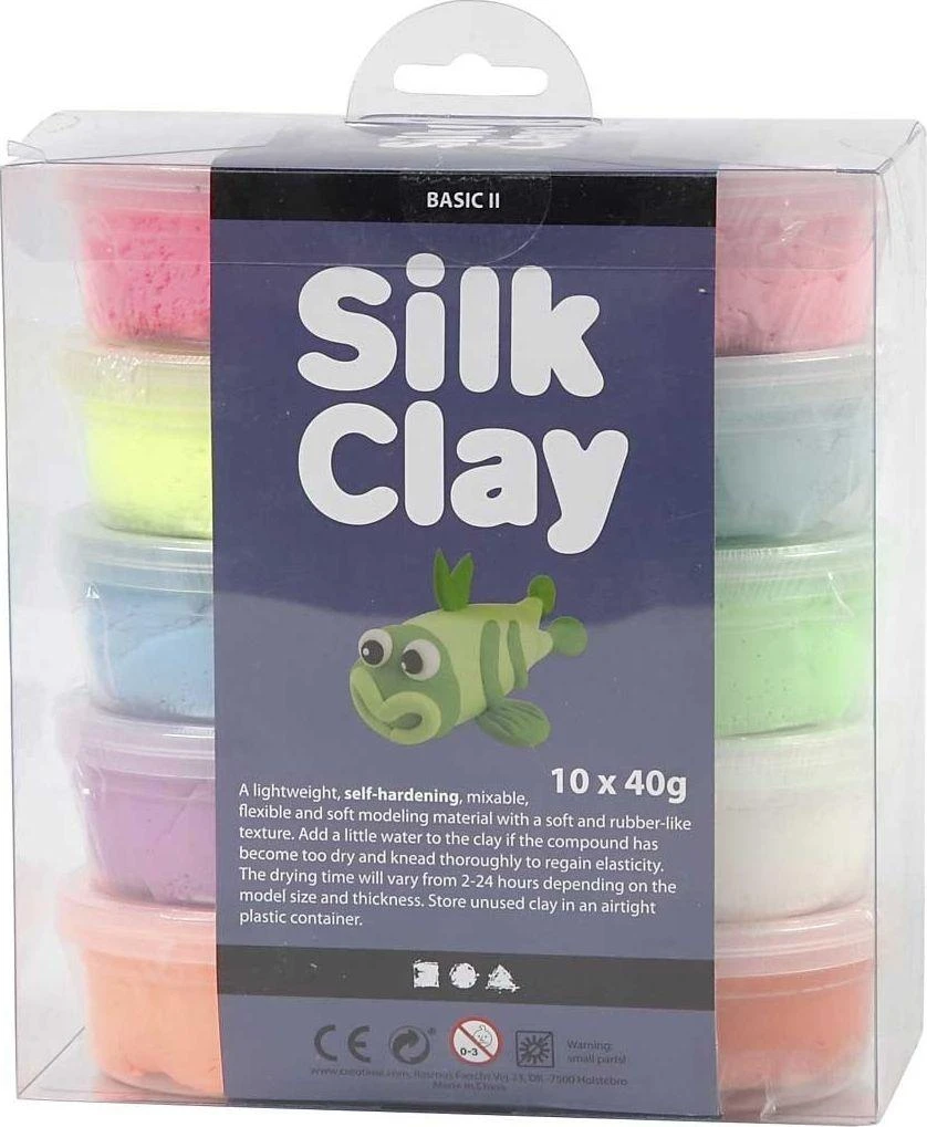 Silk Claycreative Toys Šilko molis - pagrindinės spalvos (10 x 40 g) (79146)