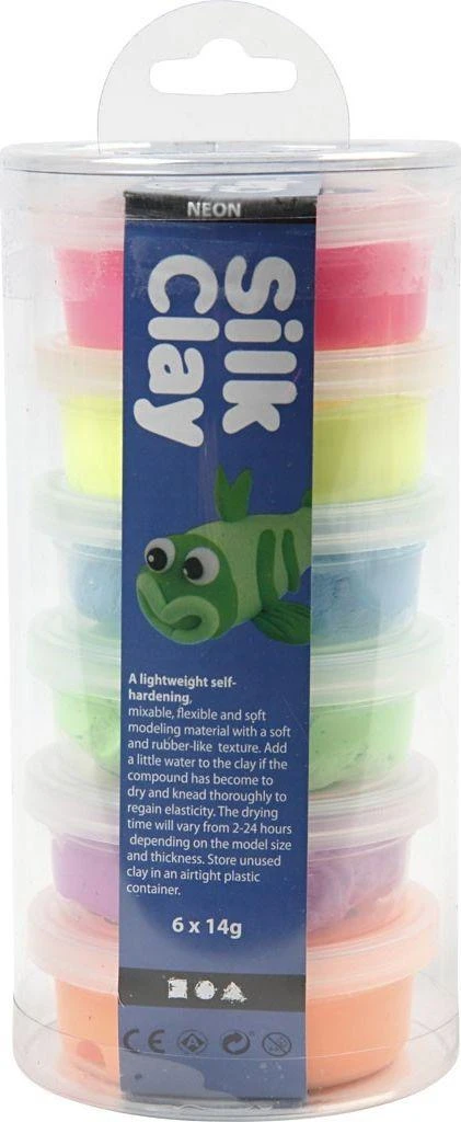 Silk Claycreative Toys Šilko molis – neoninis (6 x 14 g) (79140)