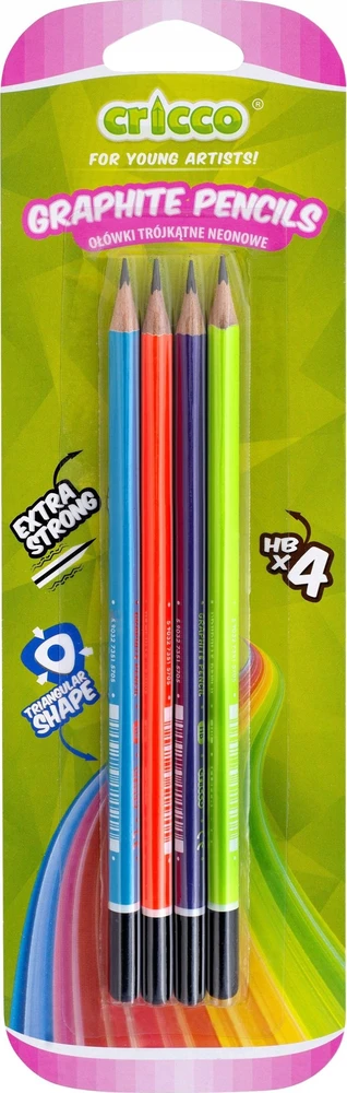 Cricco Hb Neoniniai Trikampiai Pieštukai 4 Vnt.